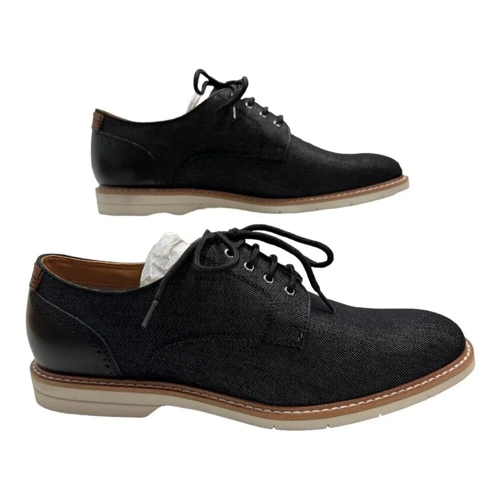 Steve Madden Derby Shoe Black Tie Loafer Nevelle Leather‎ Textured Size 7.5